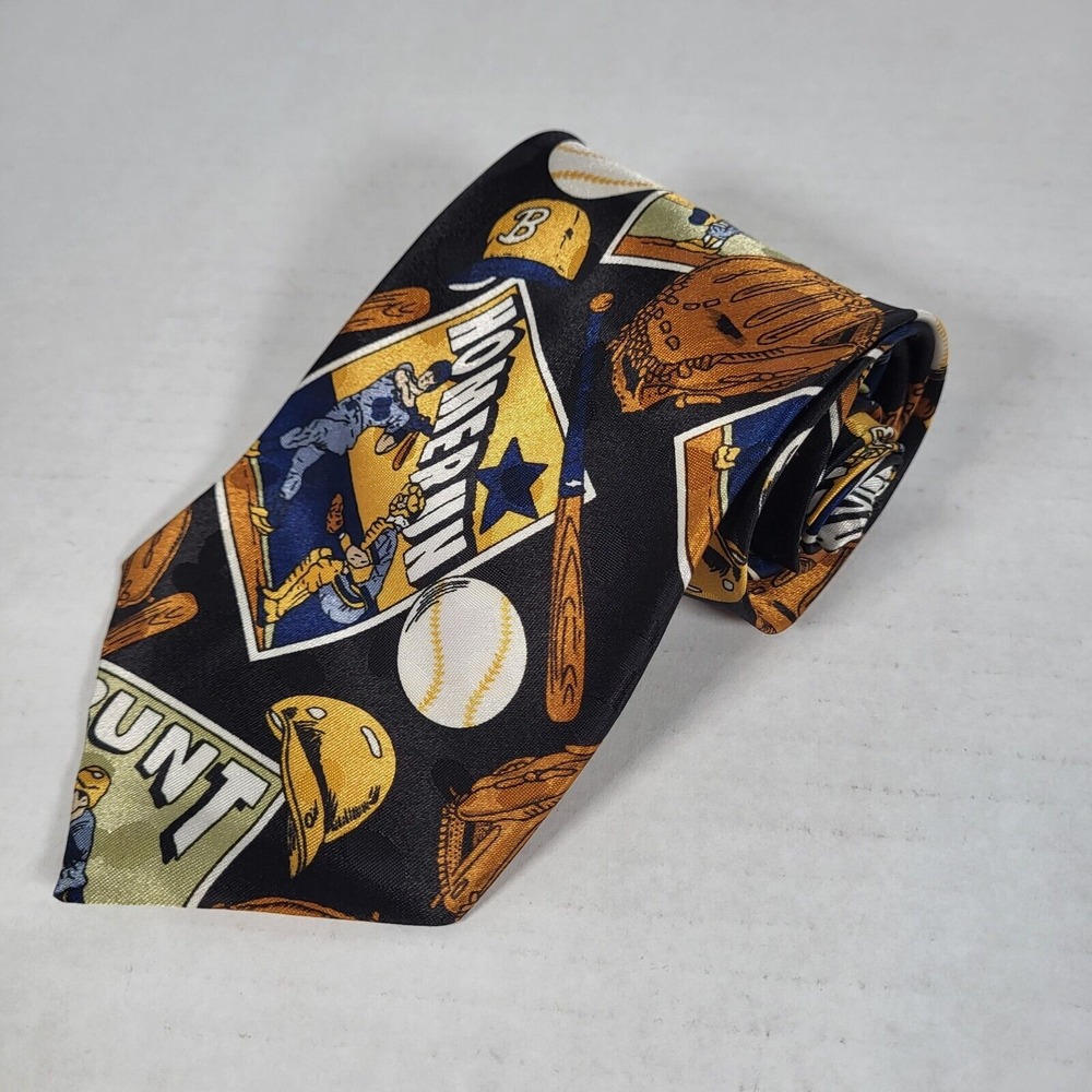 Dino Romaro Men's Neck Tie Baseball Handmade Approx‎ 60"x3.5"